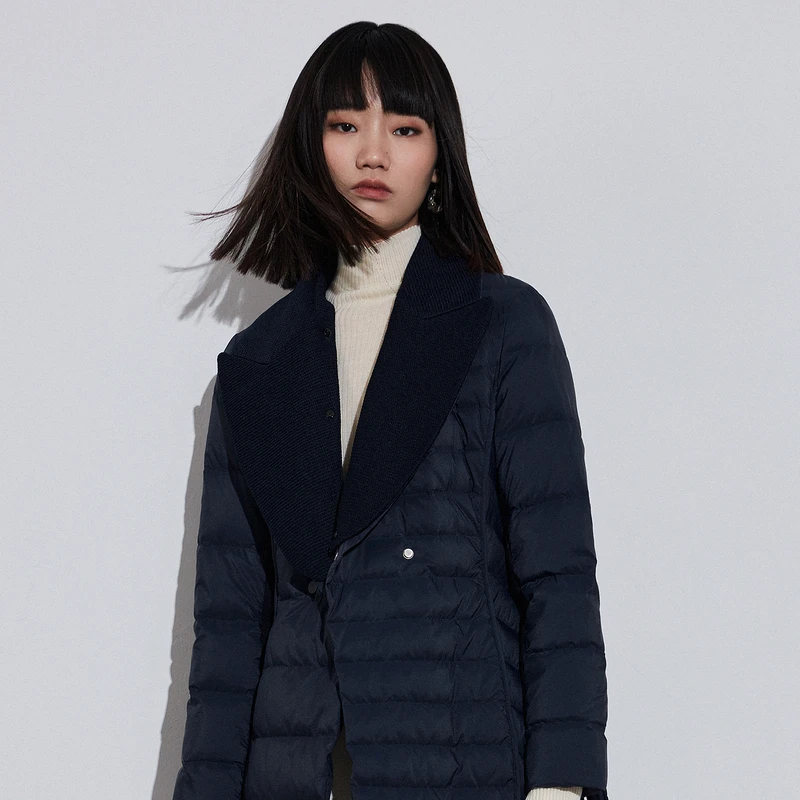IDPAN时尚高级感短款休闲女士轻薄保暖秋冬中长羽绒服2W4Y69050