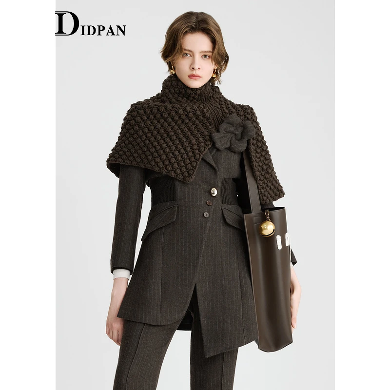 IDPAN气质时尚高级感毛呢不规则设计秋冬中长外套2V4W68074