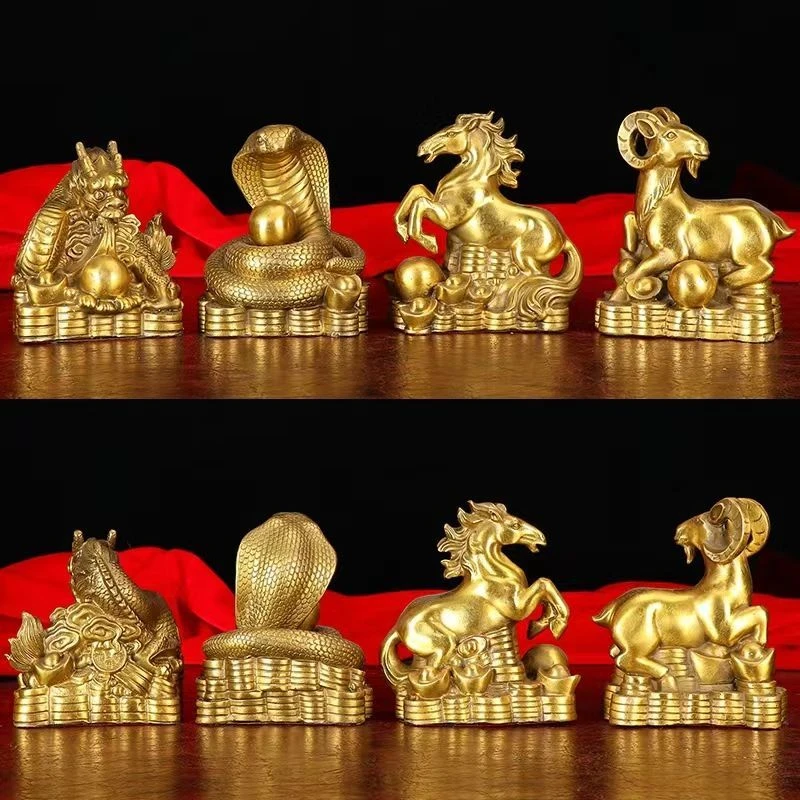 铜十二生肖摆件全套大小号铜鼠牛虎兔龙蛇马羊猴鸡狗猪居家公司摆