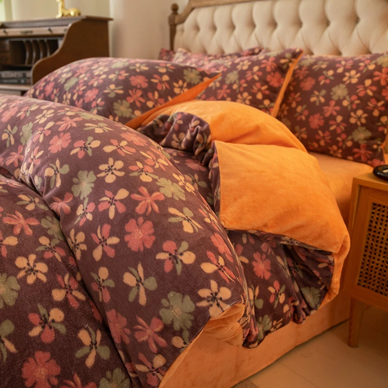 牛奶绒床单被套四件套高档加绒加厚单人床三件套秋冬家纺床上用品