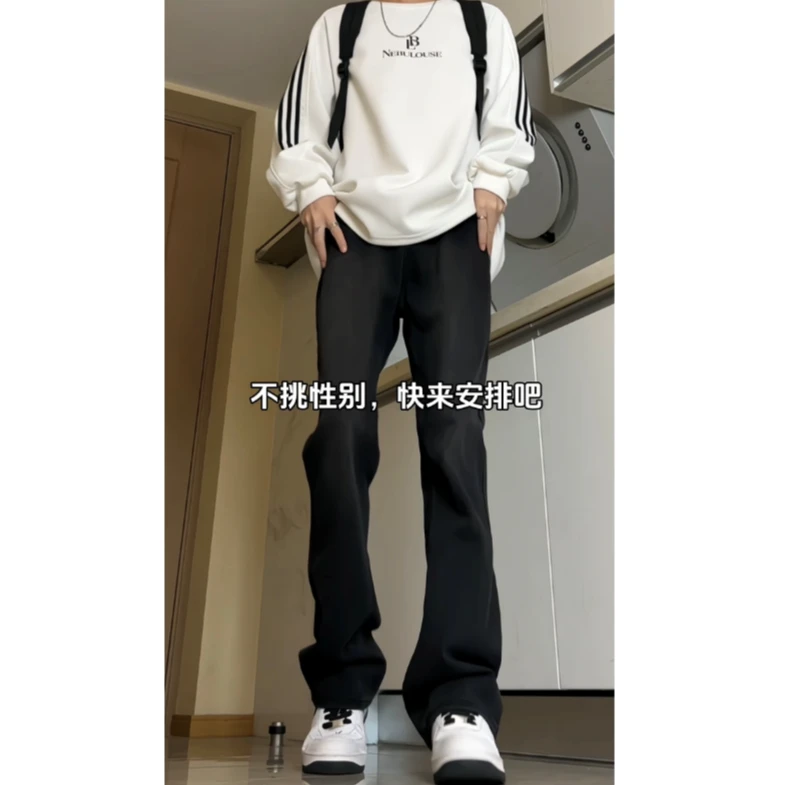 cleanfit黑色微喇牛仔裤男春秋美式痞帅弹力显瘦直筒长裤百搭男裤