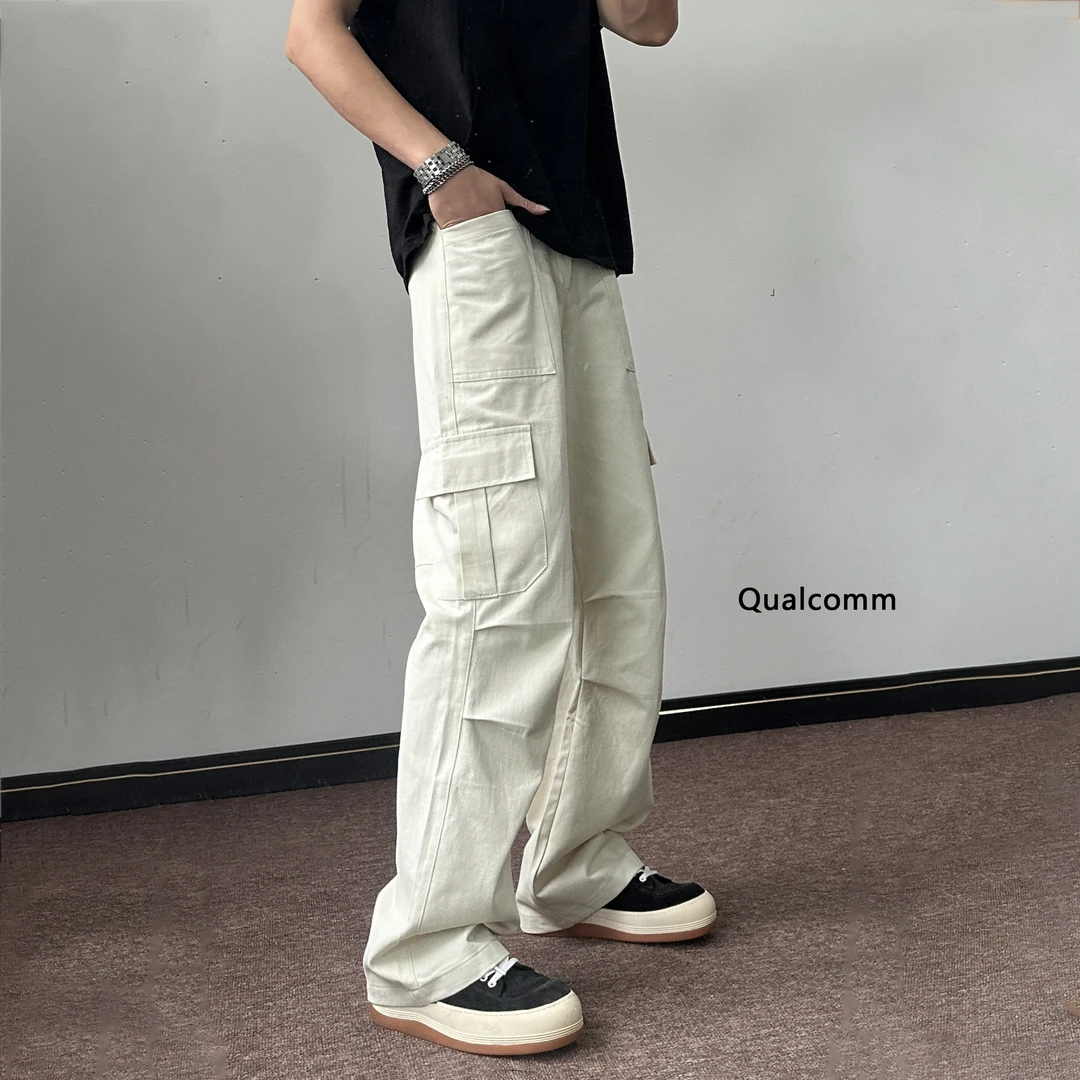 QUALCOMM春夏新款美式伞兵裤宽松百搭直筒休闲裤男潮流日系工装裤