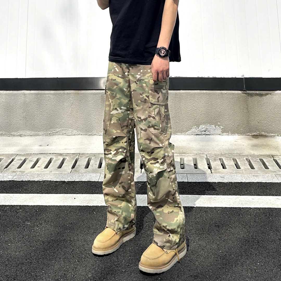 美式重工迷彩工装裤男秋季款户外运动休闲裤大口袋薄款宽松伞兵裤