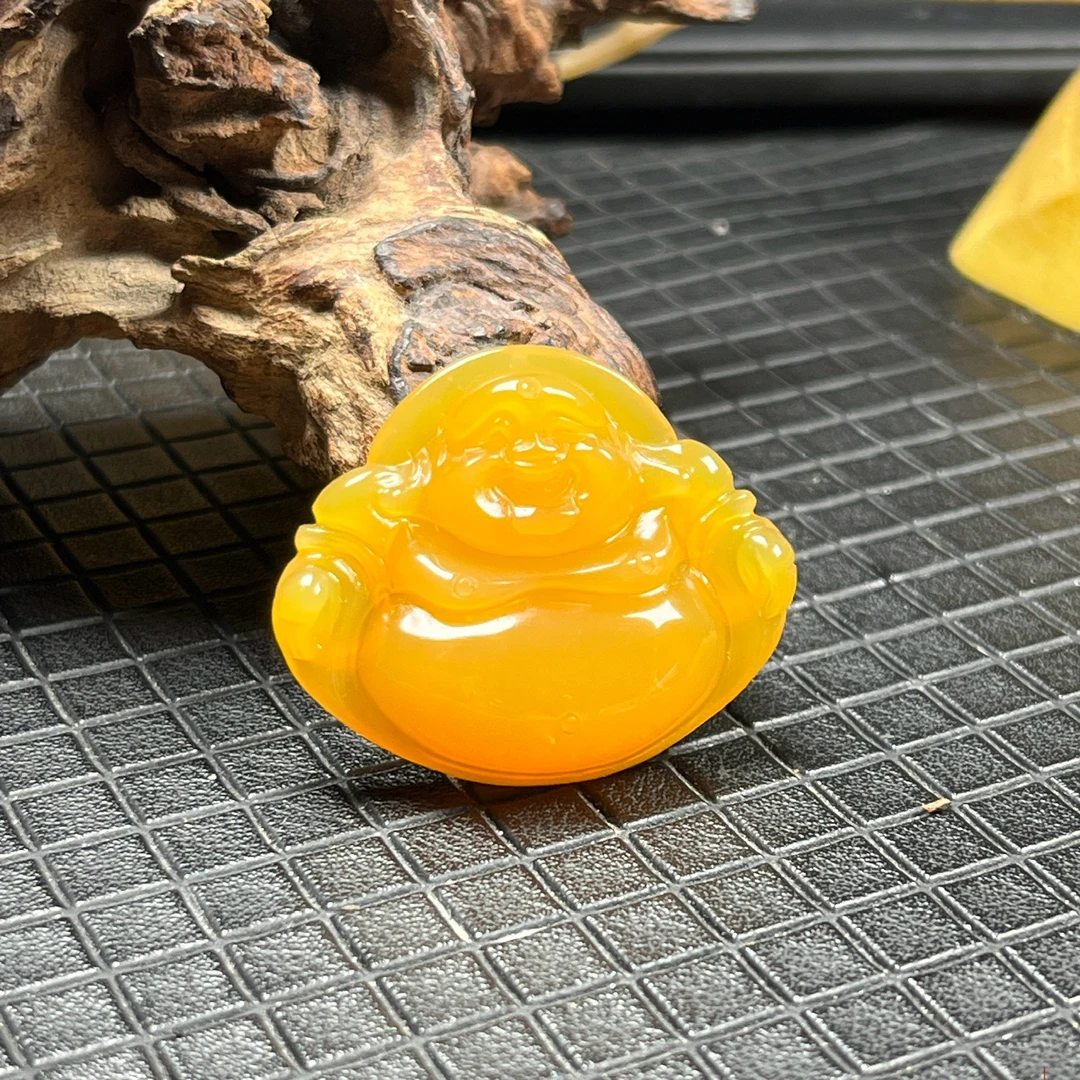 天然玉石精品珠宝缅料黄龙玉大富大贵佛吊坠玉坠玉佩挂件金黄证书