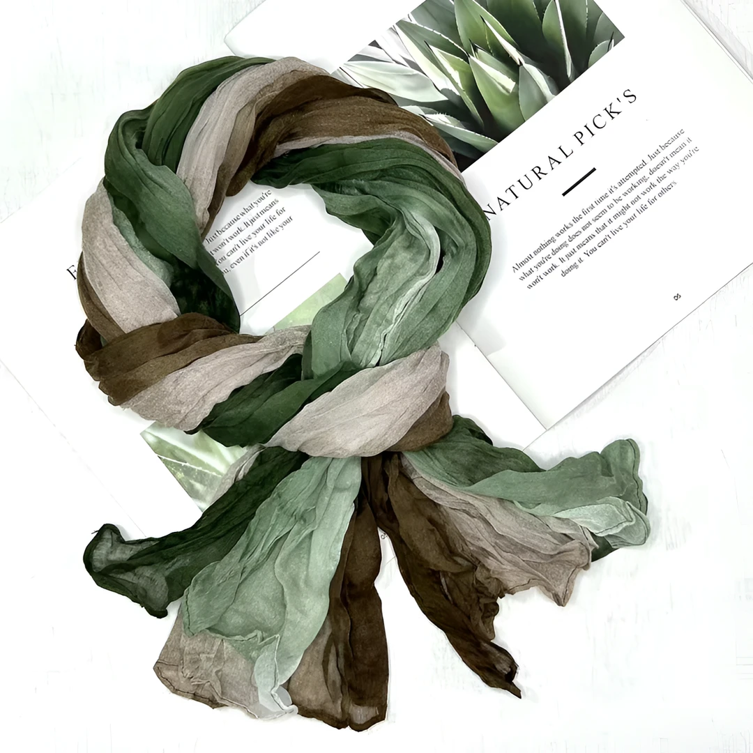 多色扎染褶皱长款百搭时尚气质渐变围巾丝巾披肩防晒遮阳沙滩巾