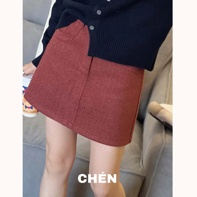 【括号裙】晨总自制|遮胯显瘦小香风呢料气质时尚通勤半身裙女秋冬