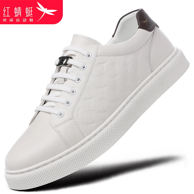红蜻蜓男鞋夏季鞋子小白鞋男士休闲皮鞋软底白色运动板鞋防水透气