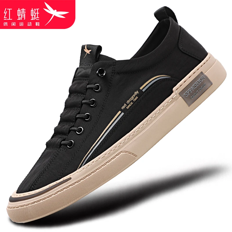红蜻蜓男鞋夏季帆布鞋男百搭软底透气防臭低帮休闲板鞋品牌平底鞋