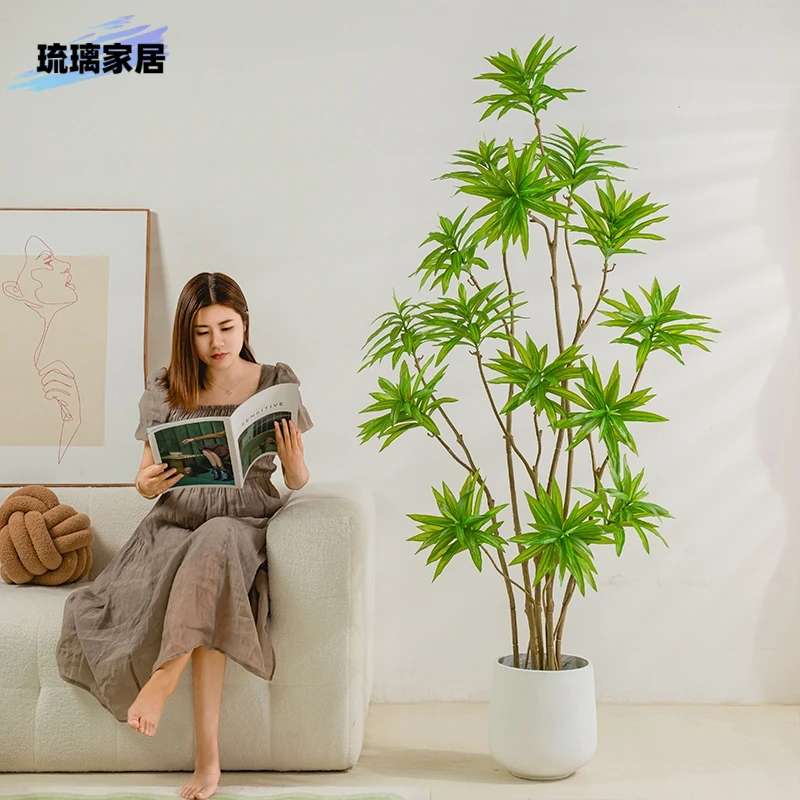 加密仿真百合竹落地植物北欧ins风室内客厅大型装饰绿植假树摆件