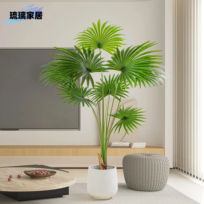 仿真植物加州蒲葵仿生盆栽装饰室内百搭高端轻奢假绿植落地大摆件