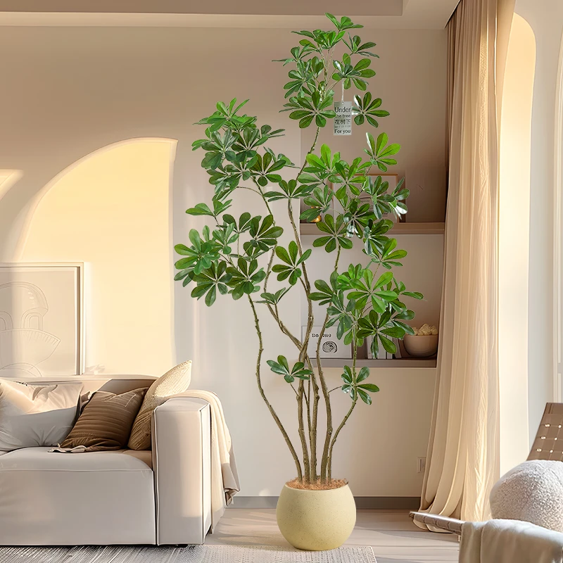 鸭掌木仿真绿植高端轻奢室内客厅家居落地摆件高级仿生假植物盆栽