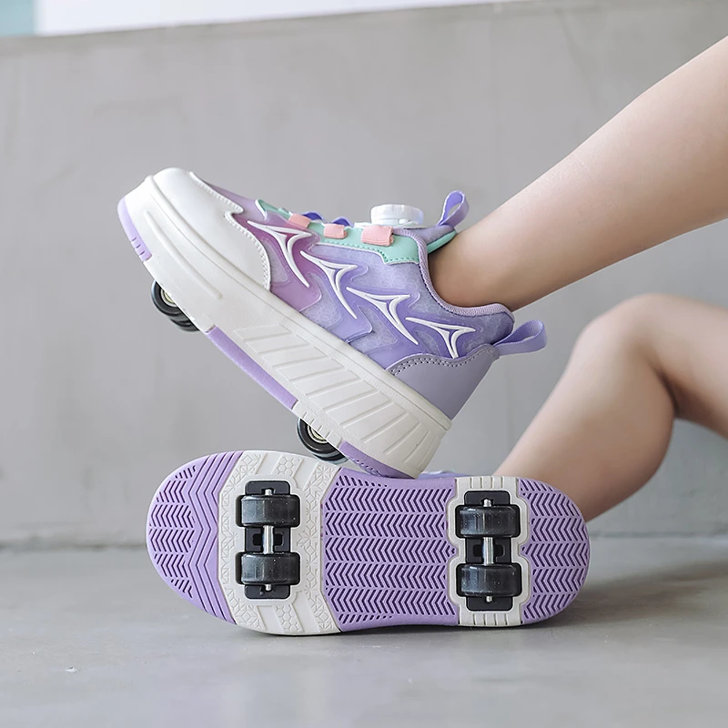 儿童暴走鞋女童春秋2025新款网面轮滑鞋中大童四轮可走可滑溜冰鞋