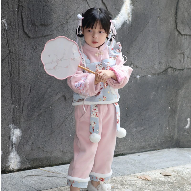 TC.KIDS#39601女童2023秋季冬季加绒汉服套装