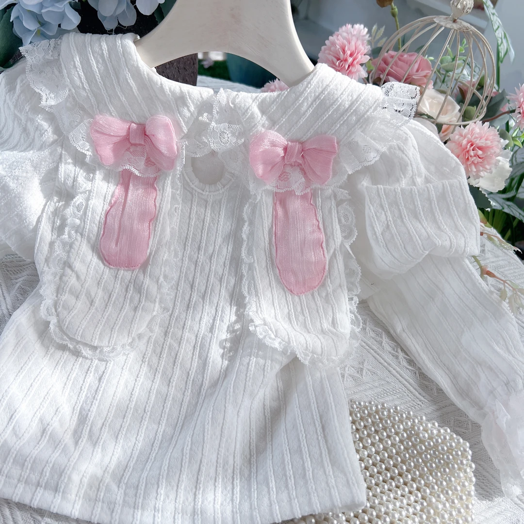 TC.KIDS#39484品牌女童2023新款兔耳长袖衬衫