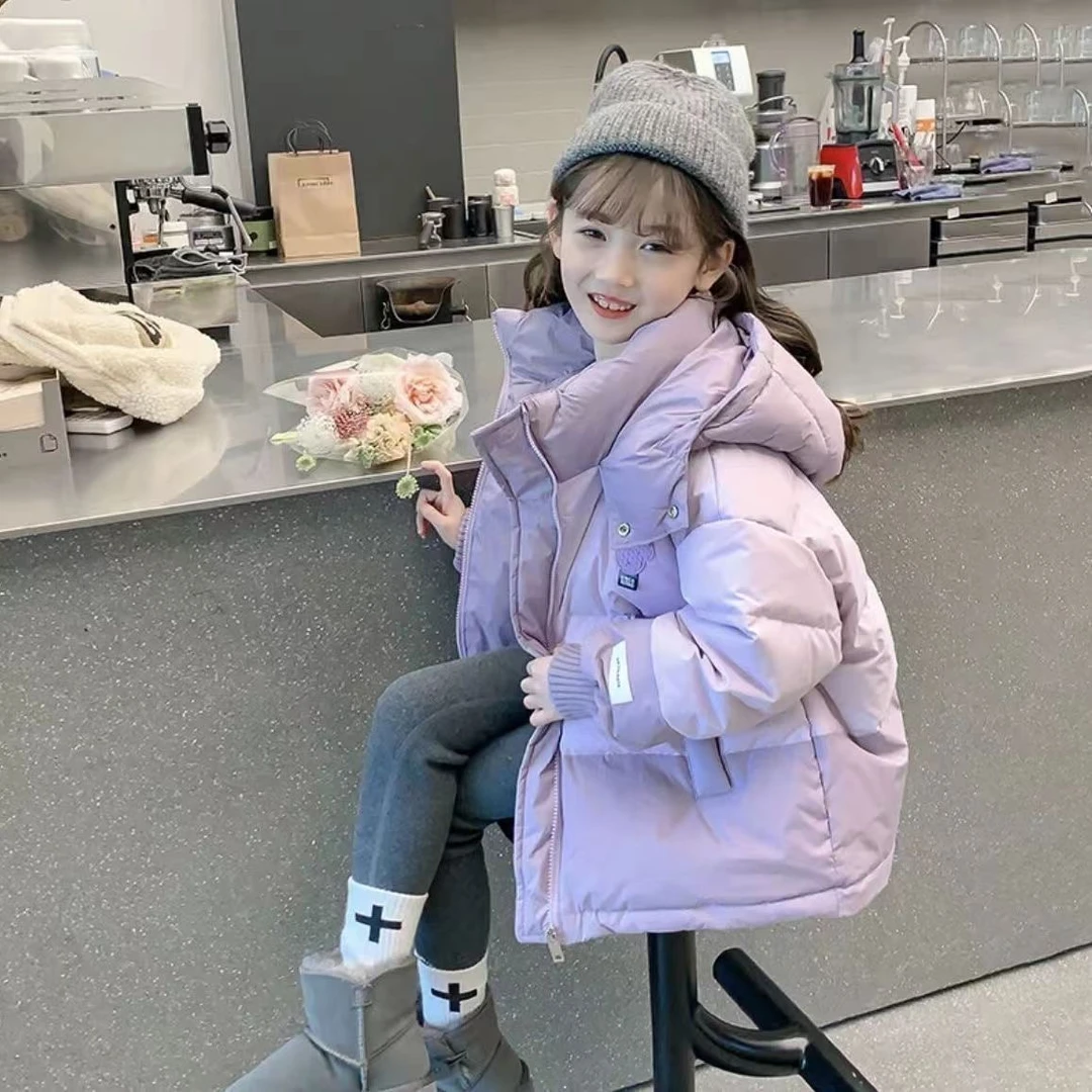 女童冬季新款棉衣休闲拉链外套拼色时尚女宝宝保暖加厚棉袄