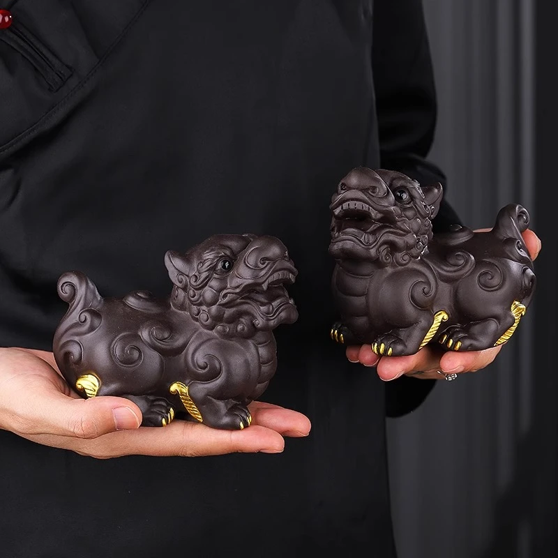 紫砂貔貅茶宠紫陶摆件精品可养手工高档招财茶台茶桌茶玩茶具配件