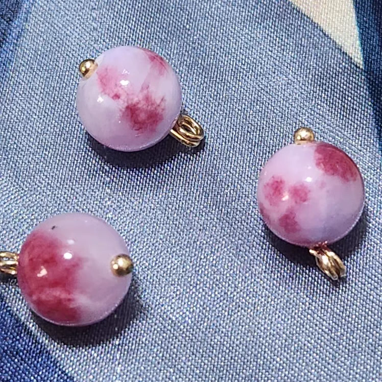 10mm天然石紫粉色圆珠纽扣新中式国风旗袍马甲宋锦高端定制扣