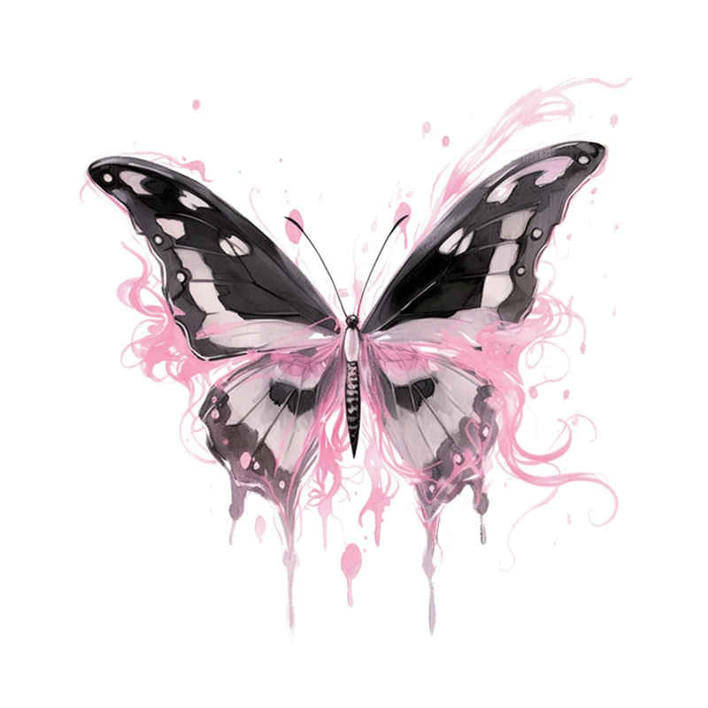 两张装 Freedom黑色蝴蝶 小清新 ins风彩色纹身贴