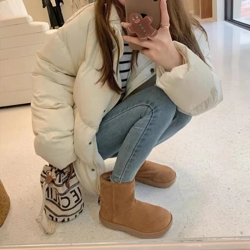 ~圆头圆脑 初雪相遇~雪地靴可弯折休闲2023年秋冬季新款Bv雪地棉。