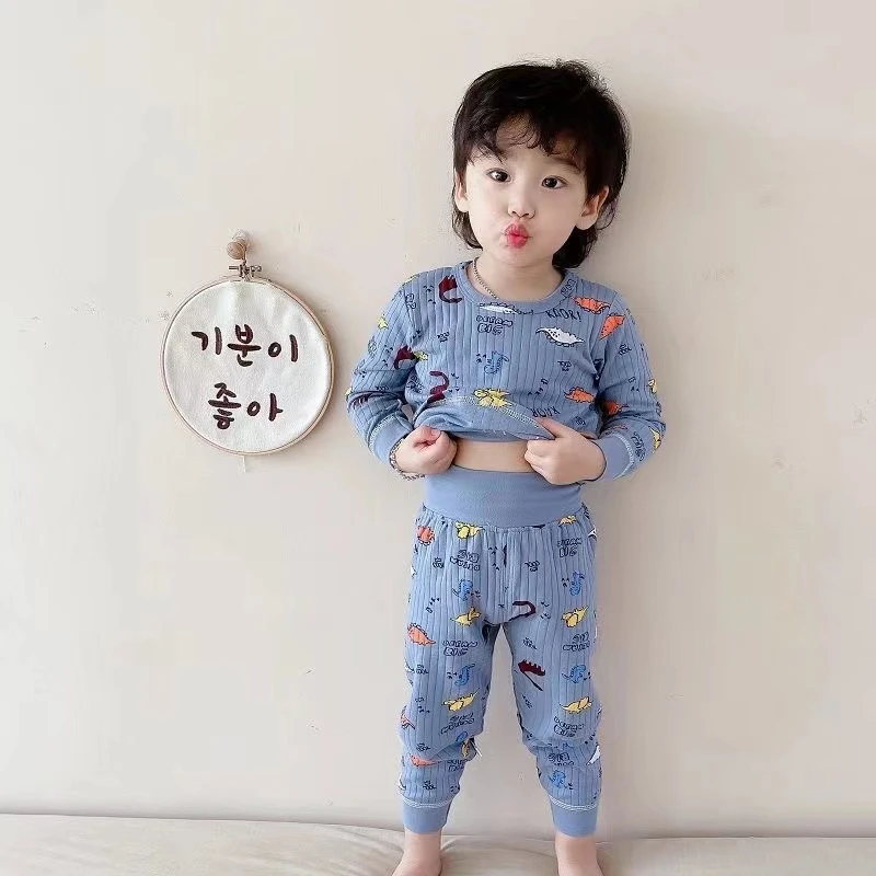 宝宝秋衣秋裤套装纯棉高腰护肚儿童家居服春秋冬款婴儿全棉睡衣潮