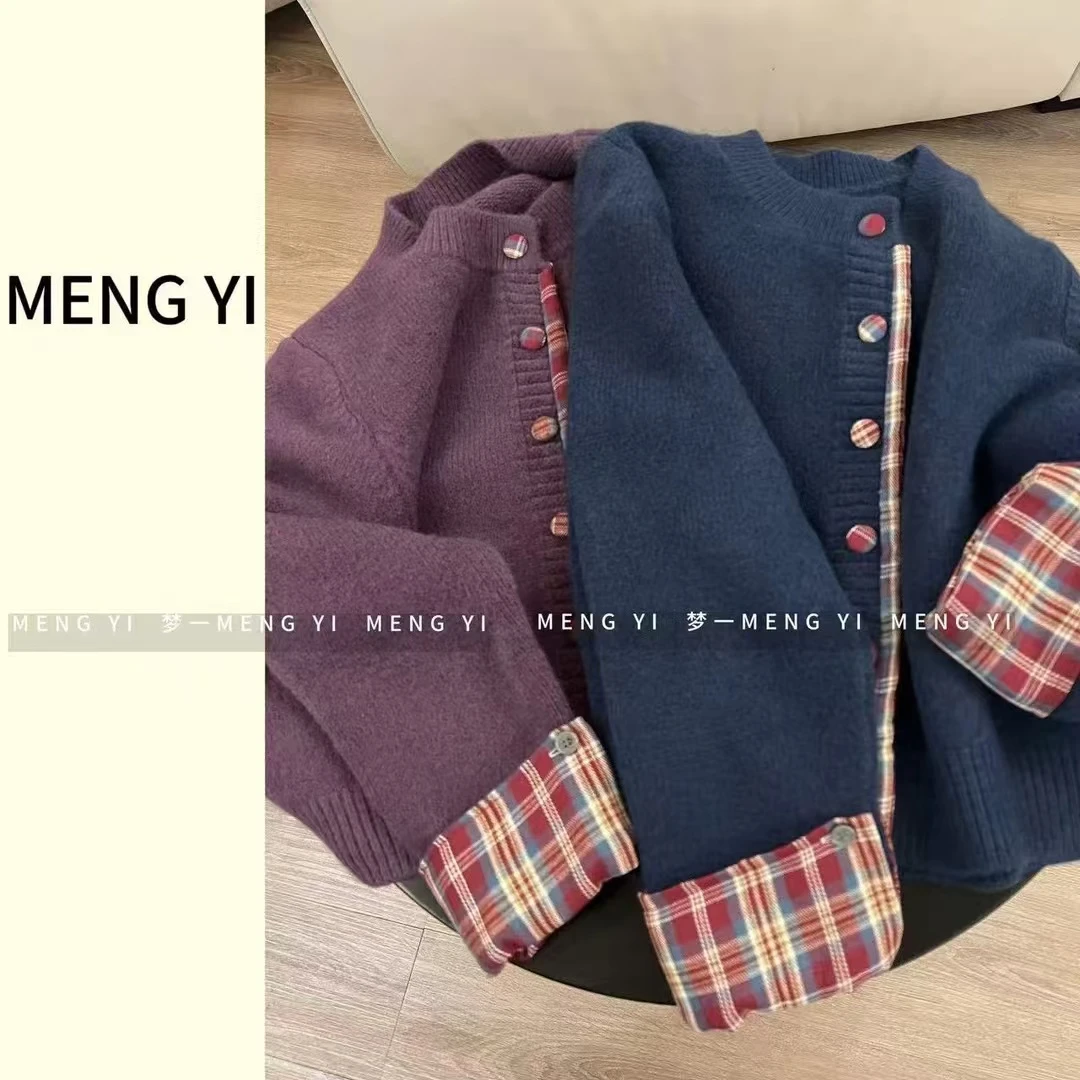 拼格子厚款毛衣my-1333