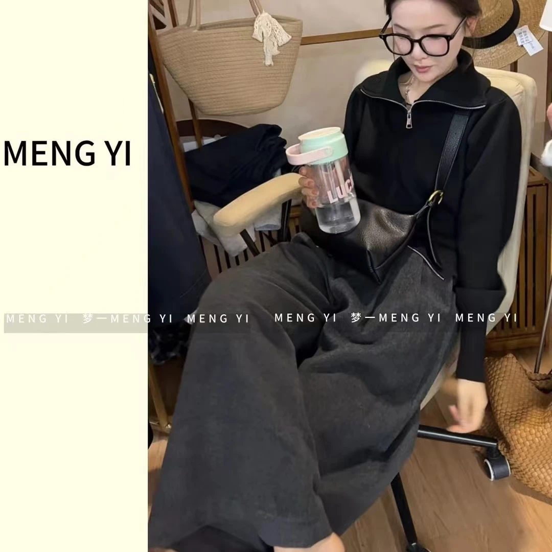 九分毛呢半松紧腰阔腿裤my-1281