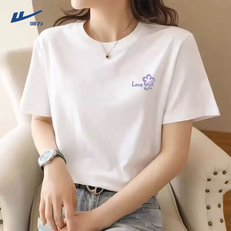 回力重磅纯棉T恤夏季运动百搭白色打底宽松简约学生短袖高能感