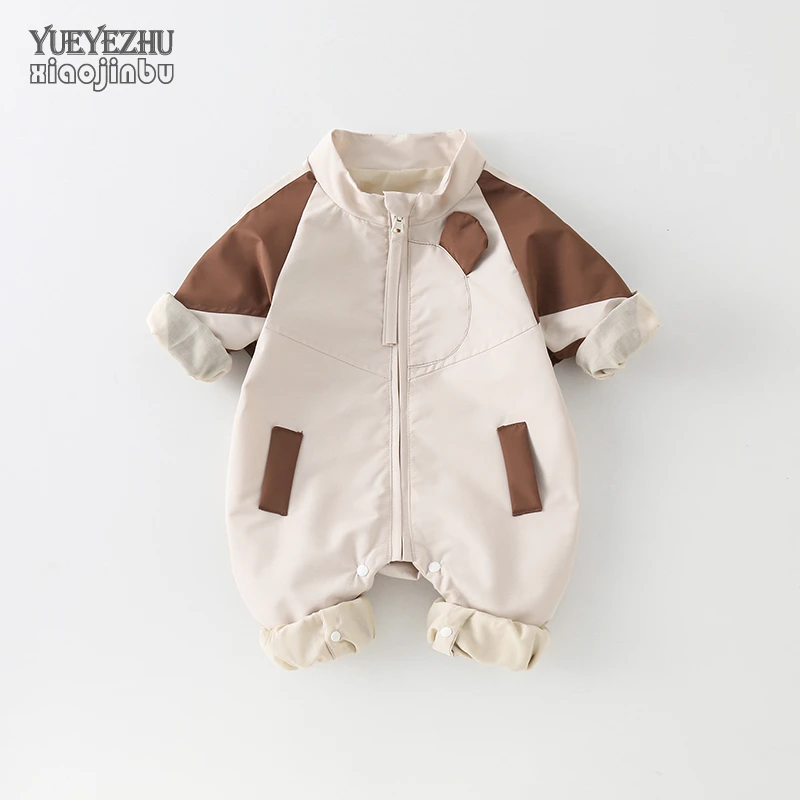 婴儿秋装冲锋衣外套男宝宝帅气连体衣春秋休闲时髦婴幼儿衣服外出