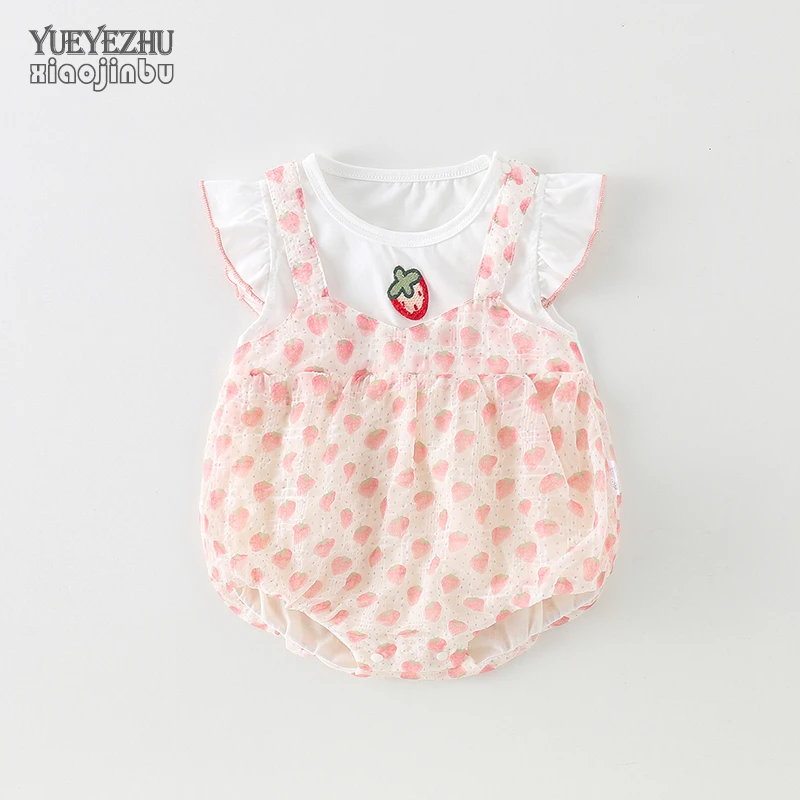 婴儿雪纺衣服夏季女宝宝碎花包屁衣夏装洋气时髦假两件网红哈衣潮