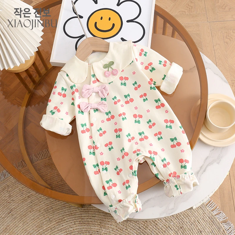 网红婴儿衣服秋装公主洋气女宝宝高档连体衣春秋外出服百天满月服