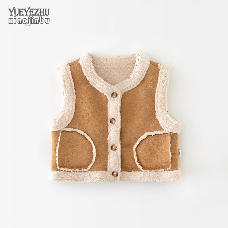 宝宝仿麂皮绒马甲秋冬儿童一体绒衣服小童百搭时尚背心马夹洋气潮