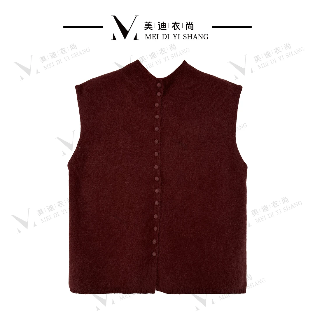 2024秋冬设计时尚百搭洋气真开衫毛针织马夹01-H120