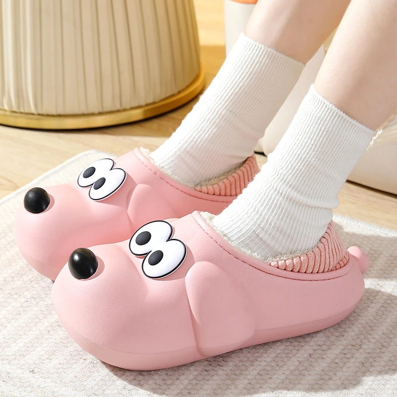 防水棉拖鞋女包跟厚底家用卡通情侣拖鞋男冬加绒加厚保暖棉鞋外穿