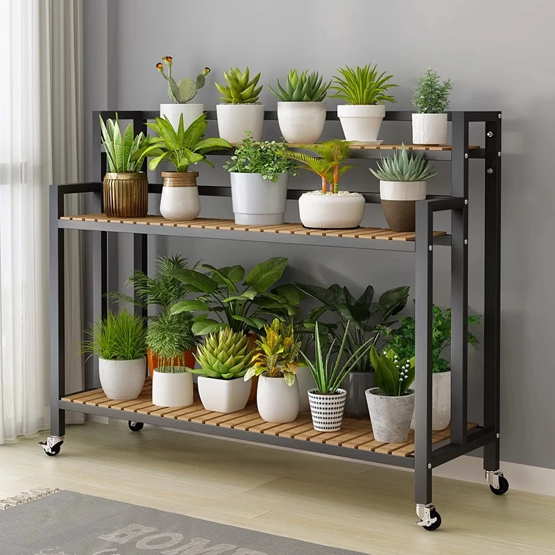 2025新款花架可移动带轮置物架阶梯客厅落地式多层花架子阳台室外