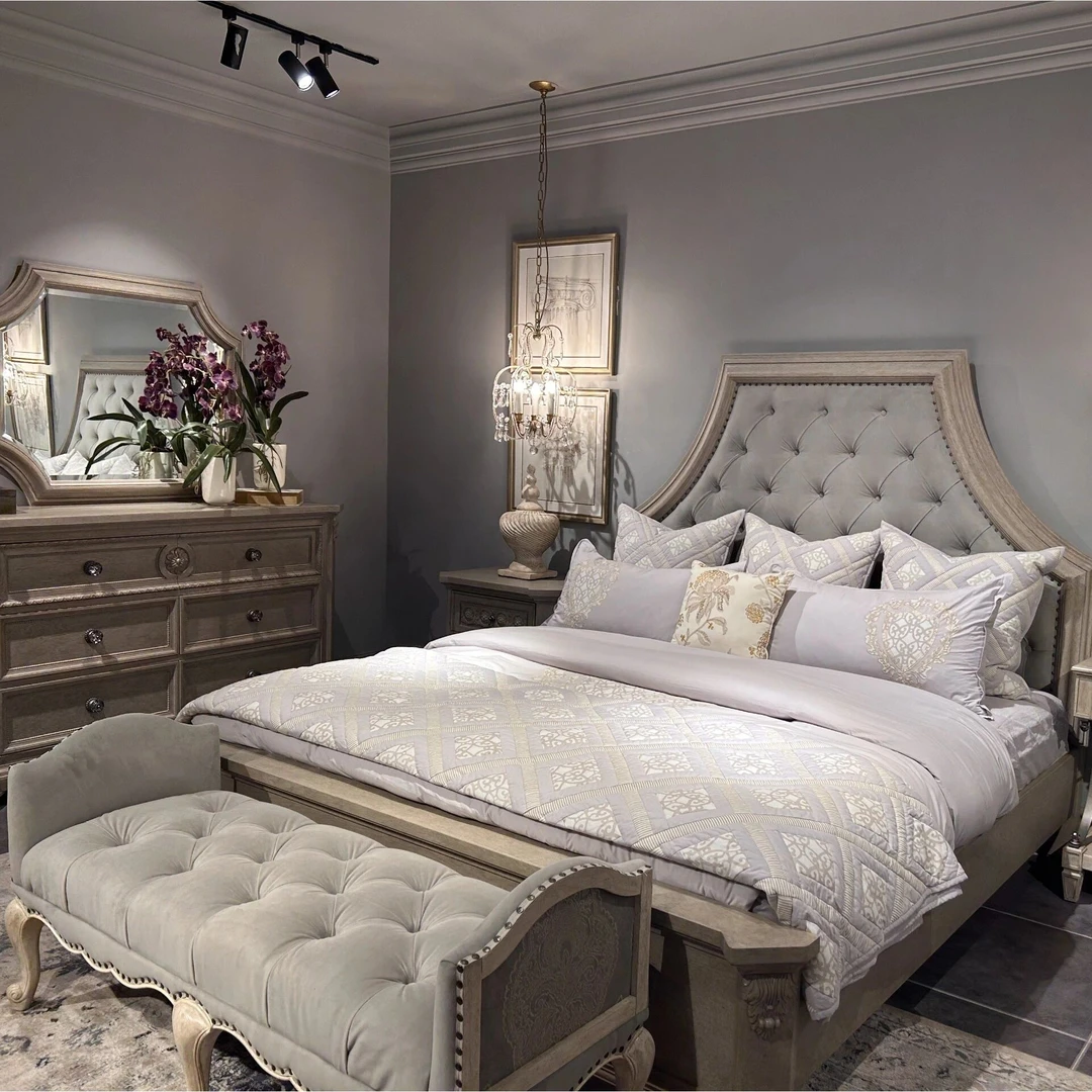 现货美式art建筑复兴家具实木复古婚床双人中式雕刻样板高端房