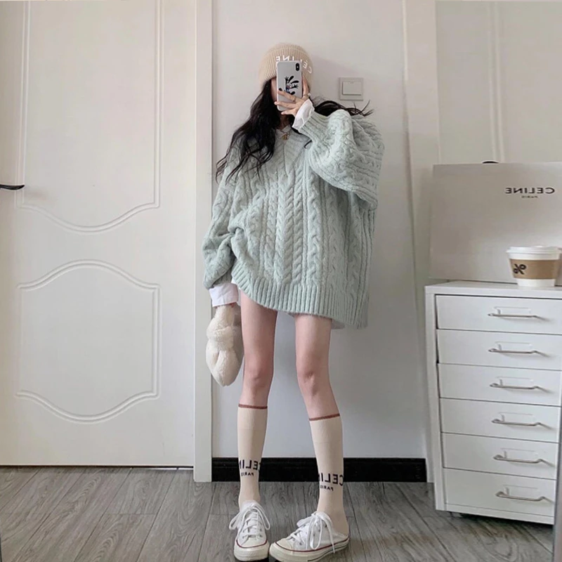 【481-540】编号款大板毛衣宽松慵懒风休闲穿搭粗针针织衫