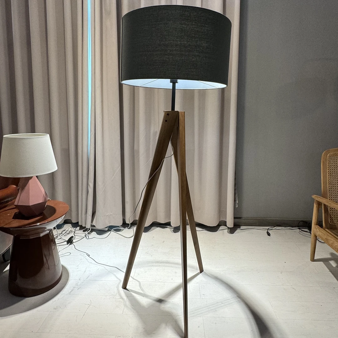 美式简约客厅灯三角支架落地灯复古照相机式落地灯