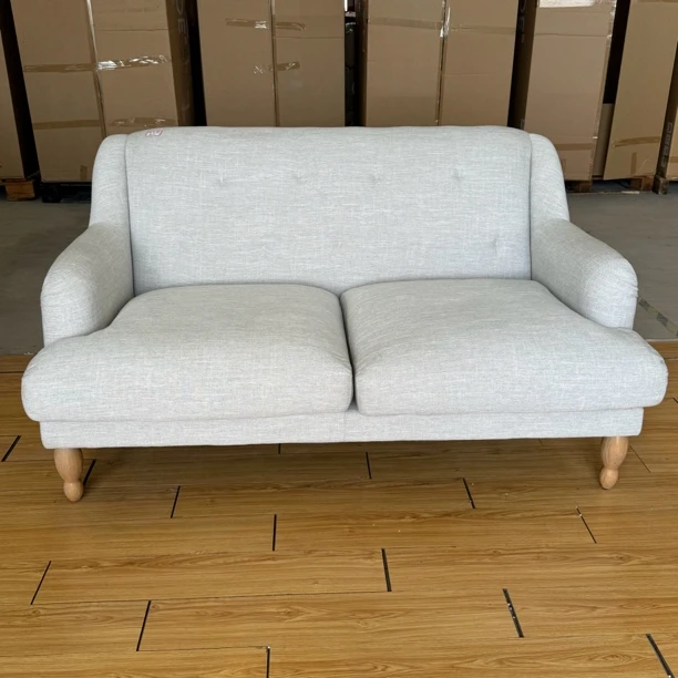 阿里安娜双人直排大小户型布艺沙发简约家用客厅浅灰色