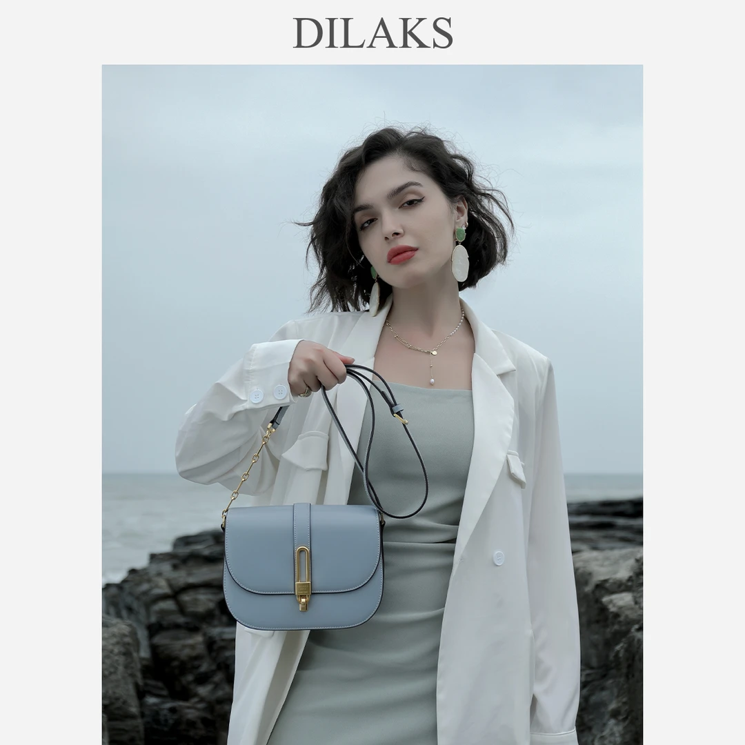 DILAKS/迪莱克丝牛皮腋下马鞍斜挎包小众高级感豆腐包DS9101A3