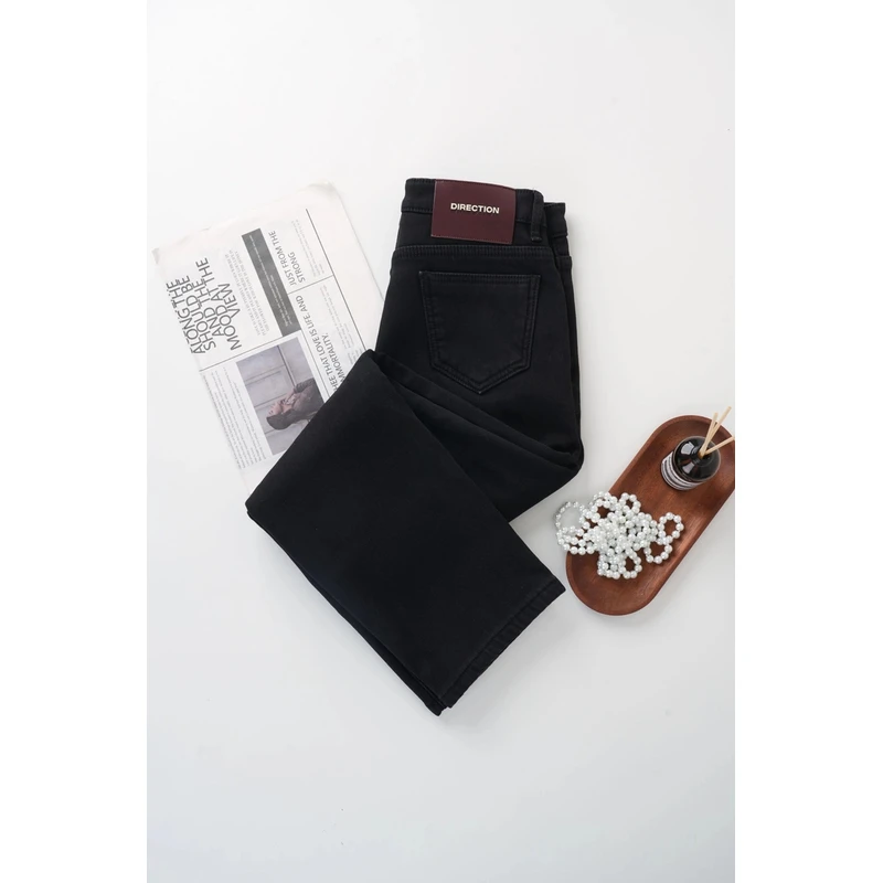 【UA】2024秋冬季加绒高腰窄版直筒烟管牛仔裤时尚百搭紧身微弹力