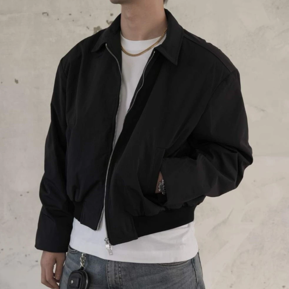 ZONJVNN翻领短宽外套夹克宽松秋冬