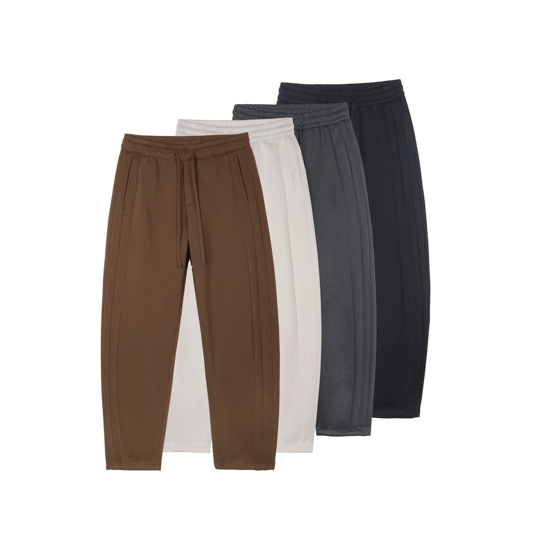 秋冬新款重磅加厚（加绒）设计感纯色直筒百搭休闲弯刀裤Q006-15