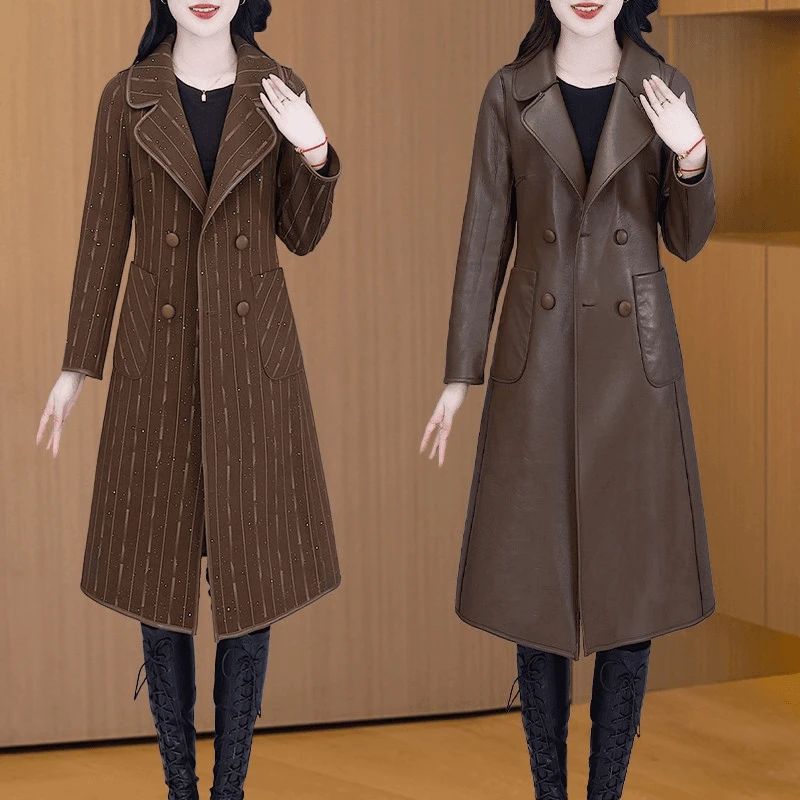 【双面穿】新款时尚气质韩版外套精致大衣减龄洋气风衣M-4XL