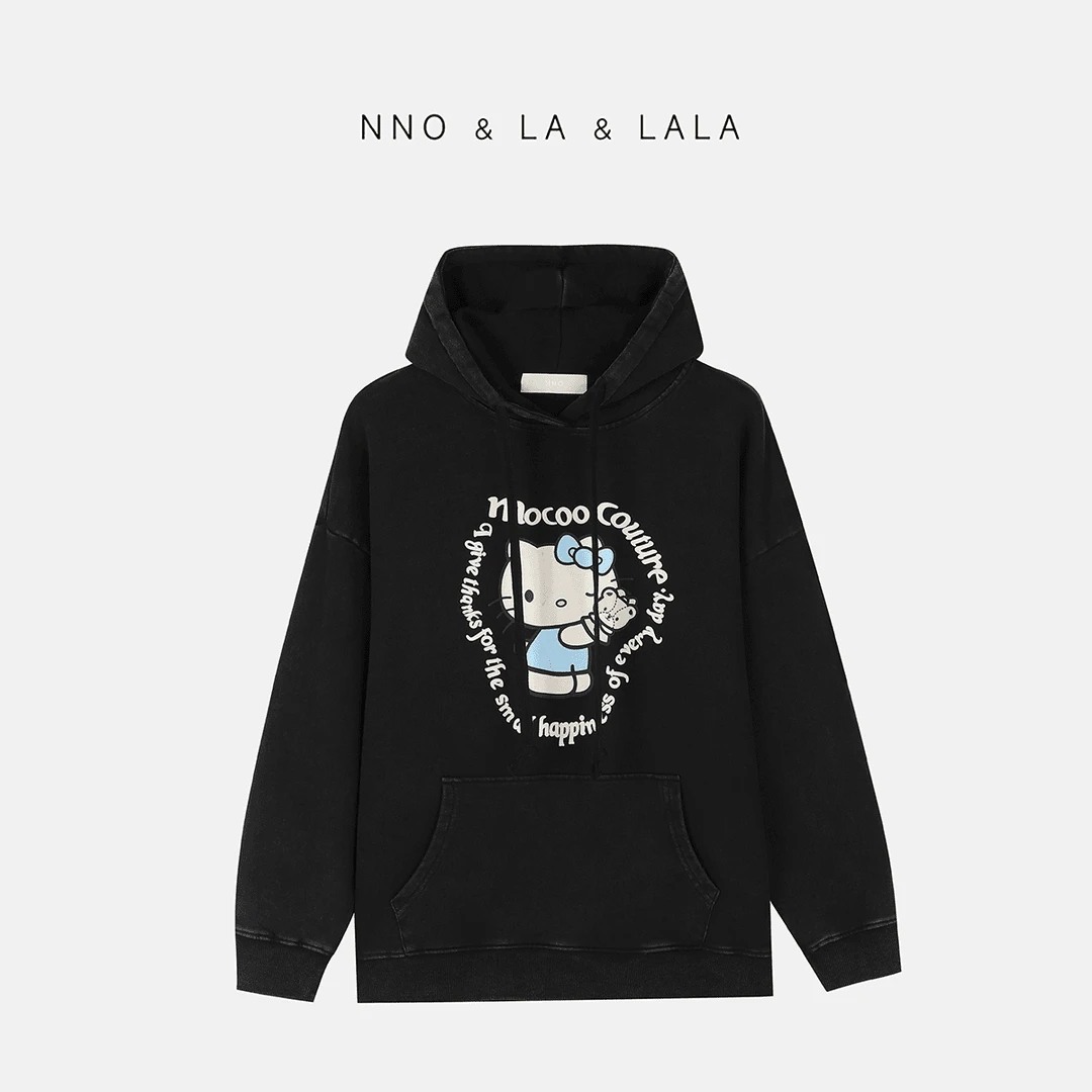 LA 重工 水洗做旧 卡通印花套头卫衣25738