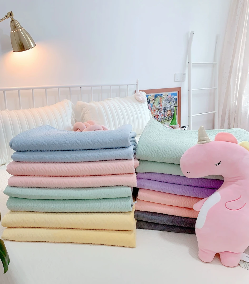 【遇见】200*210韩式宝宝绒床盖双面用床单冬款绗缝加厚防滑短绒