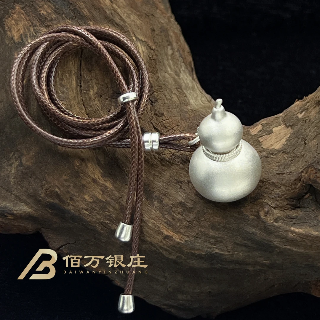 吊坠足银 【佰万银庄】足银999葫芦项链吊坠复古实心个性银制品手工
