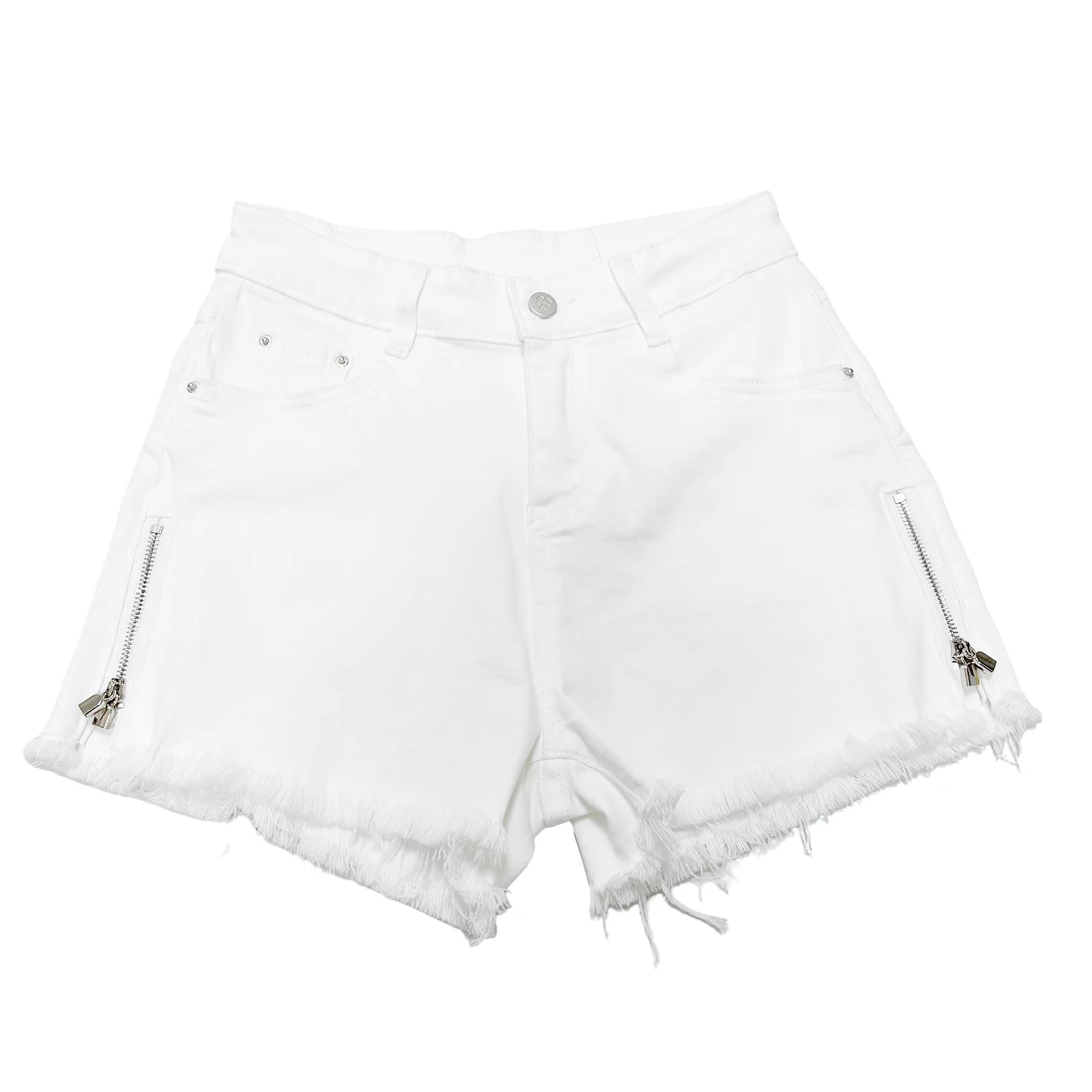 欧货新款设计感白色牛仔短裤女夏季薄款宽松A字版显瘦热裤