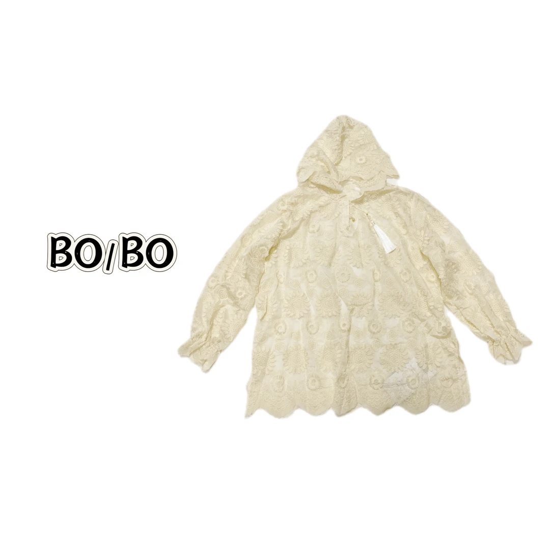 欧货宽松时髦重工刺绣连帽微透长袖防晒衫女百搭