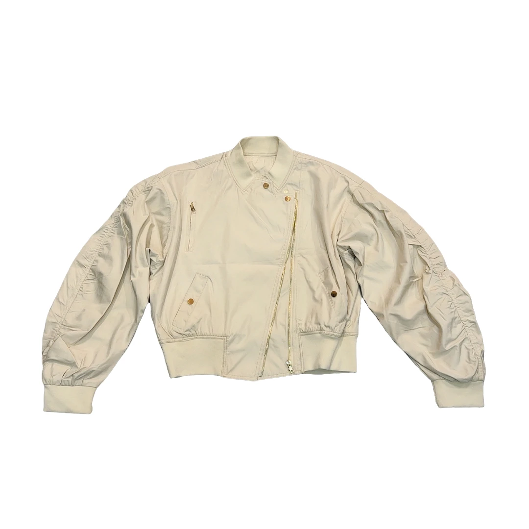 欧货宽松休闲抽褶长袖单款棒球服2024早秋刺绣个性夹克外套女