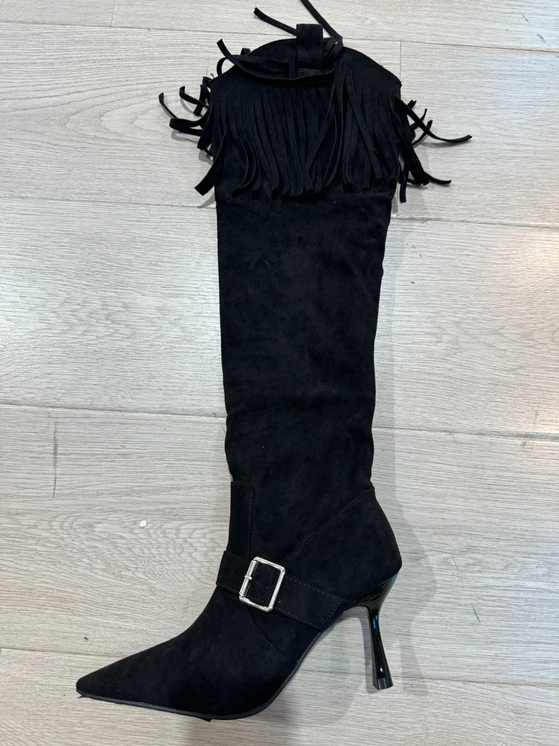 时尚复古女士流苏长靴三色